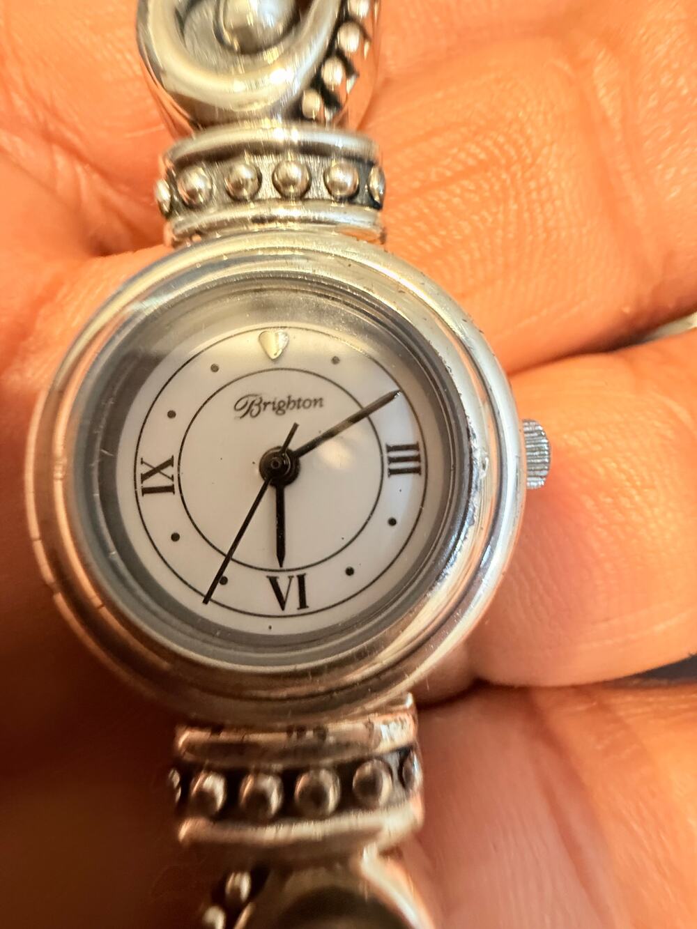 Vintage Brighton Bordeaux  Silver Scroll Women’s Watch WORKS